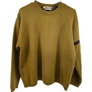 Vintage Burton Wool Sweater 90s Arm Band Crew Neck Pullover Knit Yellow Large